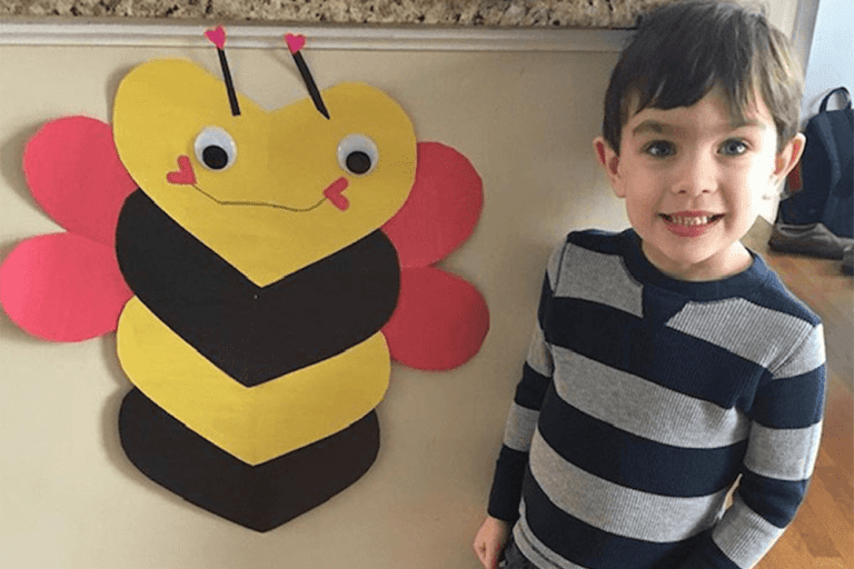 Henry, 4, with his bumblebee art | Bob’s Discount Furniture