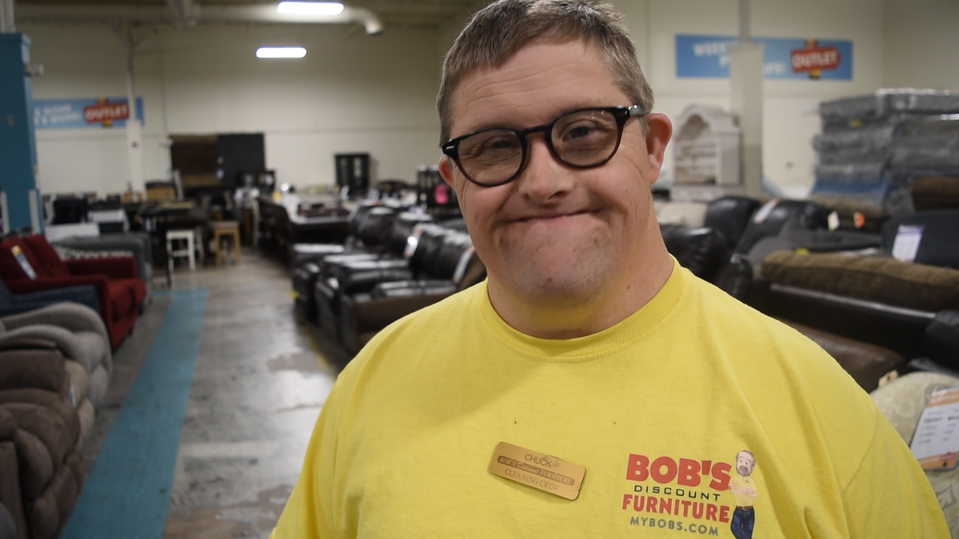 Chuck Yenkner has worked at Bob's Discount Furniture for over 16 years.
